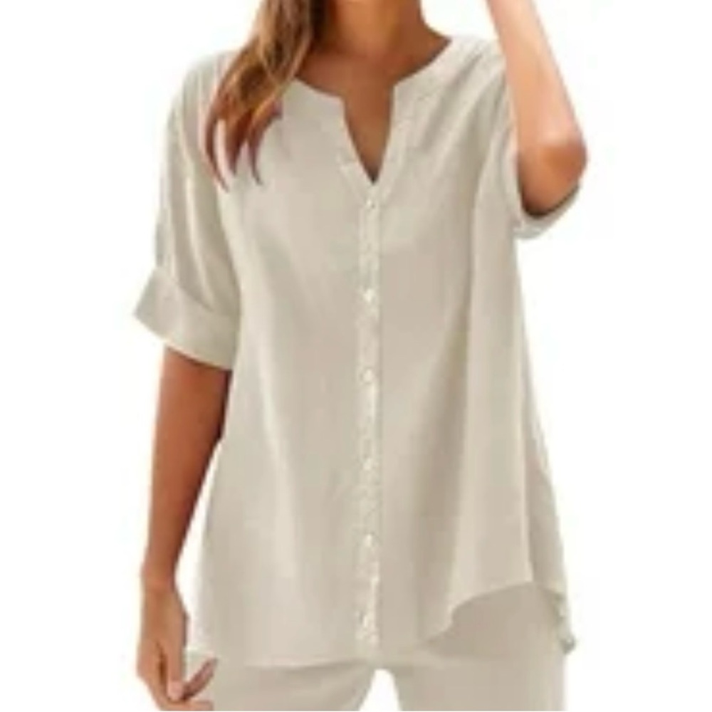 Chic Cream Button-Up Top